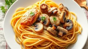 Курица с грибами и спагетти: пошаговое руководство.