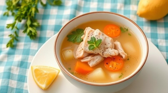 Пошаговый рецепт куриного супа с лимоном и имбирем.