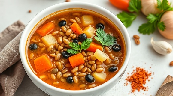 Пошаговый рецепт чечевичного супа с овощами и специями.