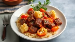 Говядина с цветной капустой и томатным соусом: пошаговый рецепт.