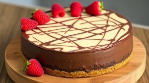 Пошаговый рецепт “Шоколадного чизкейка” с малиной.