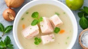 Пошаговый рецепт рыбного супа с кокосовым молоком и лаймом.