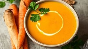 Пошаговый рецепт морковного супа с имбирём и кокосовым молоком.