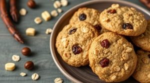 Пошаговый рецепт “Овсяных печений” с изюмом и орехами.