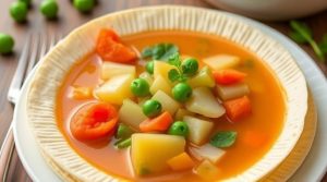 Пошаговый рецепт супа с овощами и кукурузными лепешками.