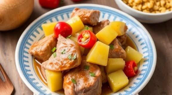 Свинина, тушеная с ананасами и перцем: пошаговое руководство.