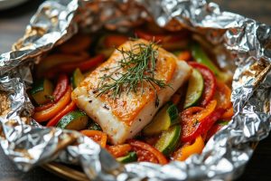 Запеченная рыба с овощами в фольге: пошаговый рецепт.