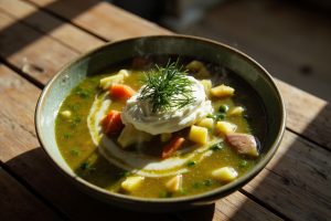 Пошаговый рецепт супа из щавеля с яйцом и сметаной.