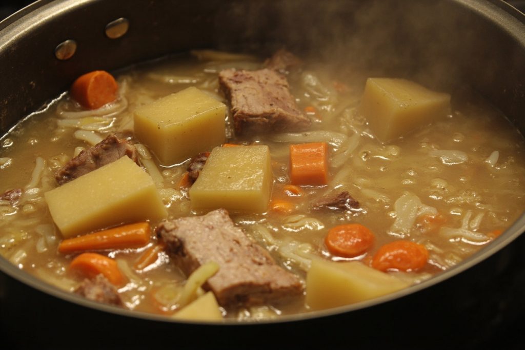 Пошаговый рецепт супа с квашеной капустой и мясом.