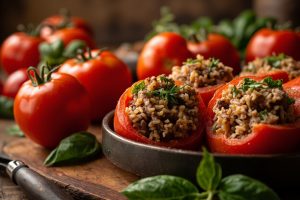 Фаршированные помидоры с мясом и рисом: пошаговое руководство.