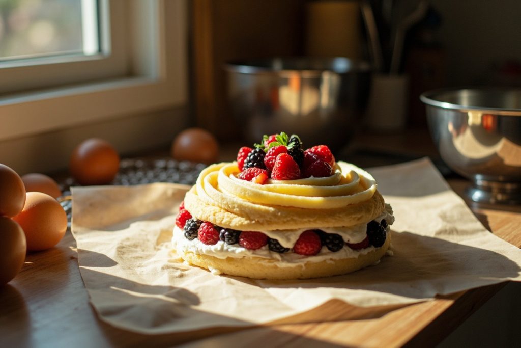 Как приготовить Бисквитные рулеты с ягодным кремом: пошаговая инструкция.