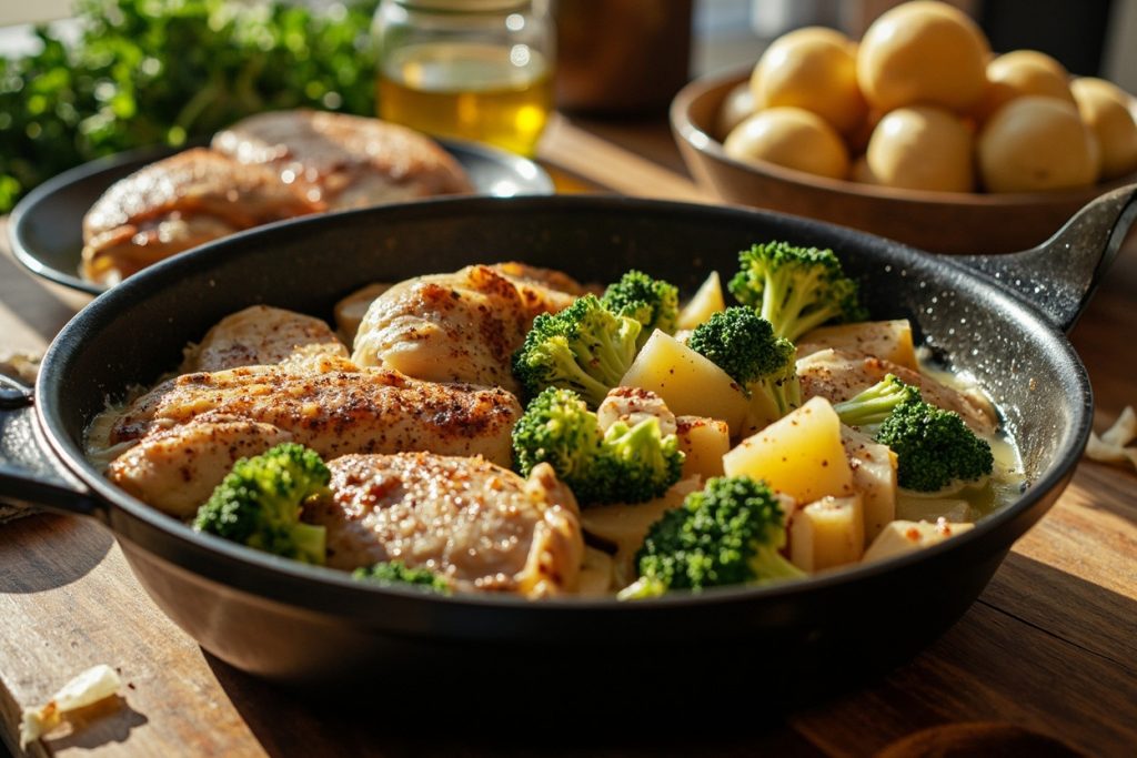 Курица с картофелем и брокколи в сливочном соусе: пошаговое руководство.
