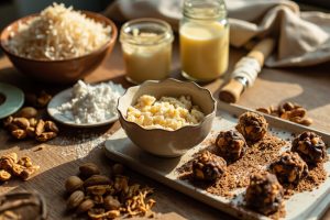 Пошаговый рецепт Кокосовых конфет с орехами.