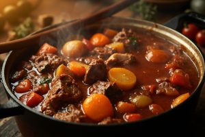 Тушеная говядина с морковью и картофелем в томатном соусе: пошаговый рецепт.