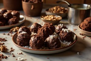 Пошаговый рецепт Шоколадных трюфелей с грецкими орехами.