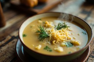 Пошаговый рецепт супа из цветной капусты с сыром и зеленью.