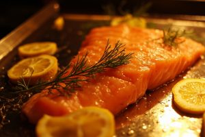 Лосось, запеченный с лимоном и укропом: пошаговый рецепт.
