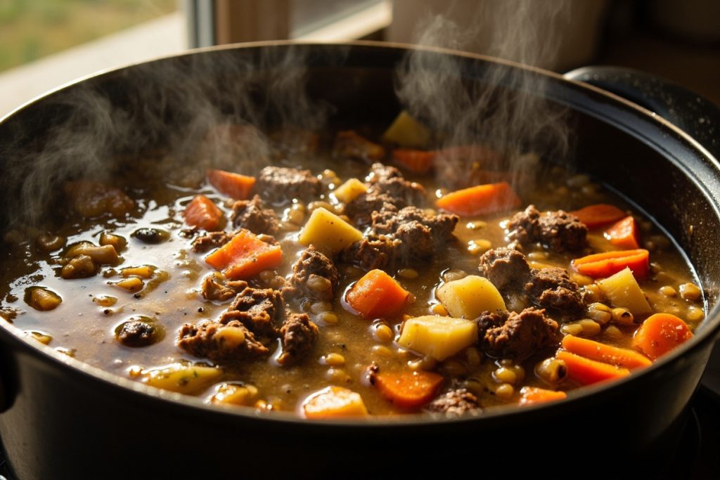 Пошаговый рецепт супа из говядины с чечевицей и овощами.