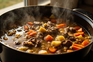 Пошаговый рецепт супа из говядины с чечевицей и овощами.