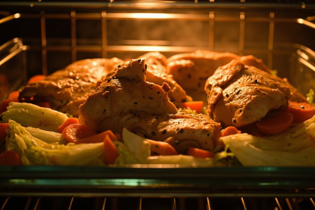 Курица с капустой и морковью в духовке: пошаговое руководство.