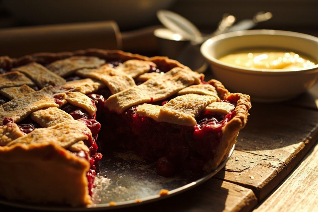 Пошаговый рецепт Пирога с вишней и заварным кремом.