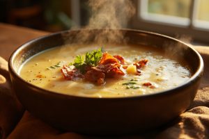 Пошаговый рецепт крем-супа из картофеля с беконом.