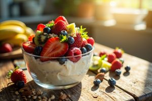 Пошаговый рецепт Творожного десерта с свежими фруктами.