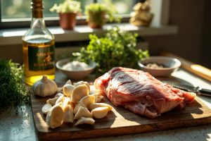 Телятина с чесноком и травами: пошаговый рецепт.