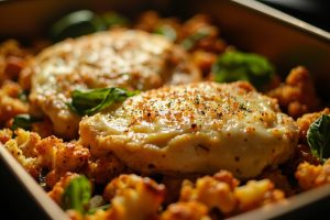 Курица с цветной капустой и сыром в духовке: пошаговое руководство.