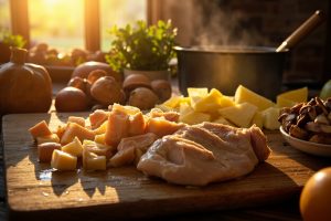 Курица с картофелем и грибами в сливочном соусе: пошаговый рецепт.