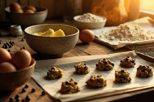 Пошаговый рецепт Печенья с шоколадной крошкой и орехами.