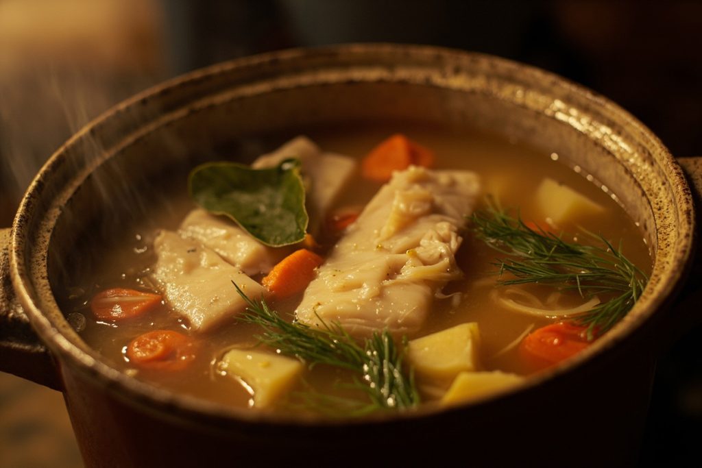 Пошаговый рецепт рыбного супа с картофелем и укропом.