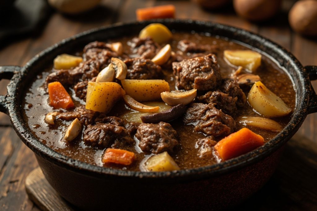 Говядина с картошкой и грибами в горшочке: пошаговый рецепт.