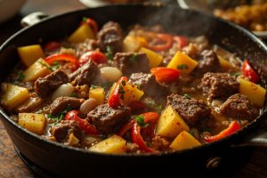 Говядина с картошкой и сладким перцем: пошаговый рецепт.