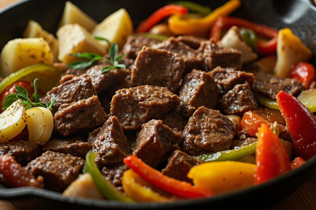 Говядина с картошкой и болгарским перцем: пошаговый рецепт.