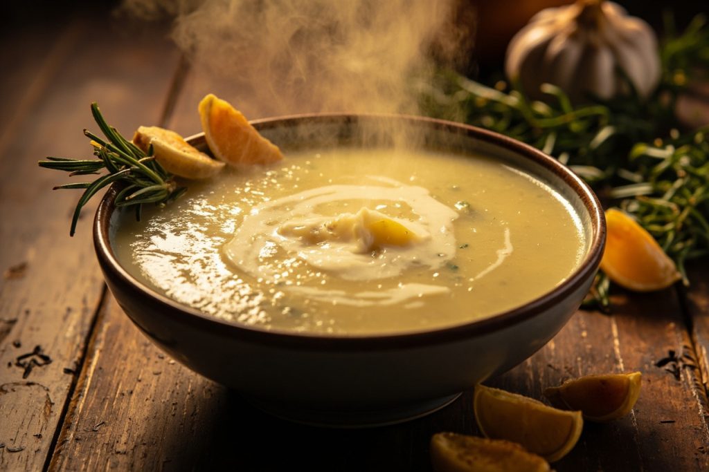 Пошаговый рецепт крем-супа из картофеля с чесноком и розмарином.