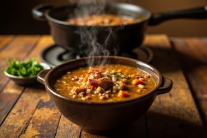 Пошаговый рецепт чечевичного супа с копченым беконом.