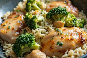 Курица с брокколи и рисом в сливочном соусе: пошаговый рецепт.