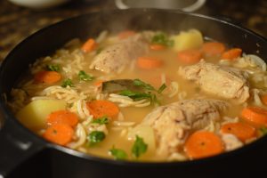 Пошаговый рецепт супа из курицы с рисом и овощами.