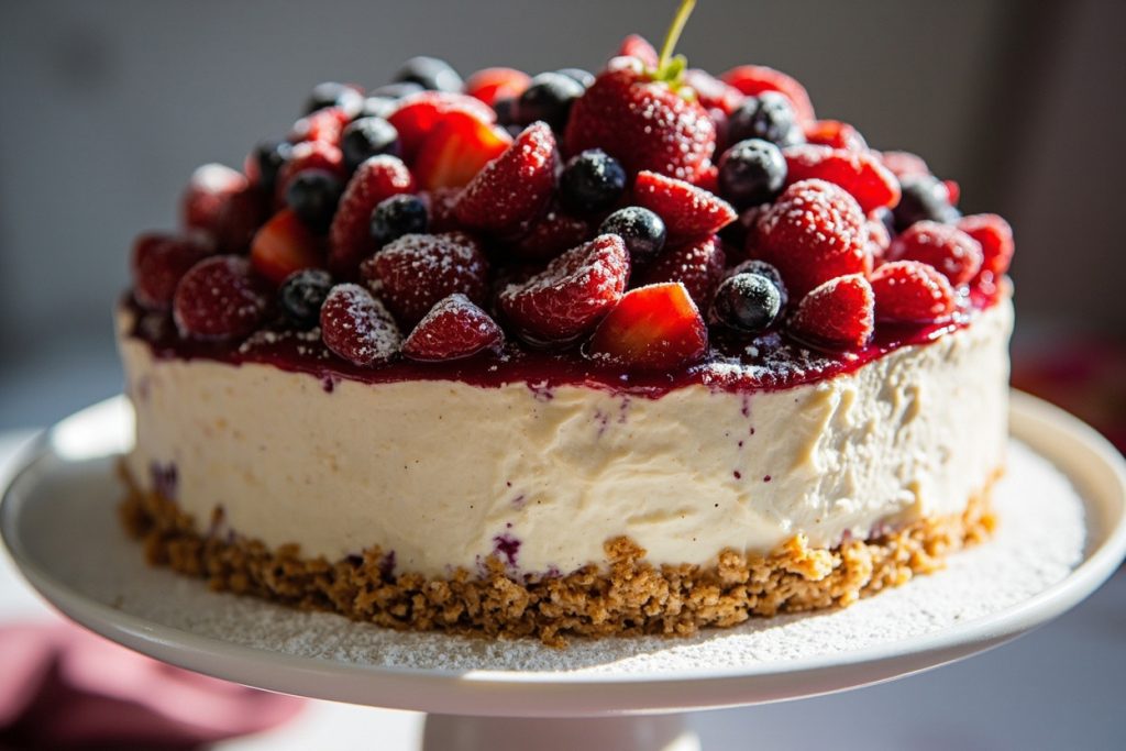 Пошаговый рецепт Чизкейка без выпечки с ягодами.
