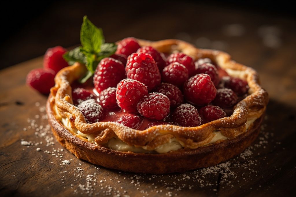 Пошаговый рецепт Песочного пирога с малиной и творожным слоем.