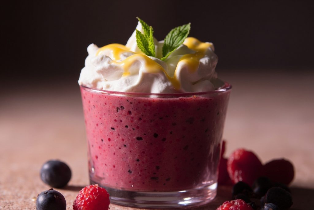 Пошаговый рецепт Ягодного мусса с мятой и лимонным соком.