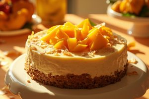 Пошаговый рецепт Чизкейка с манго и кокосовой стружкой.