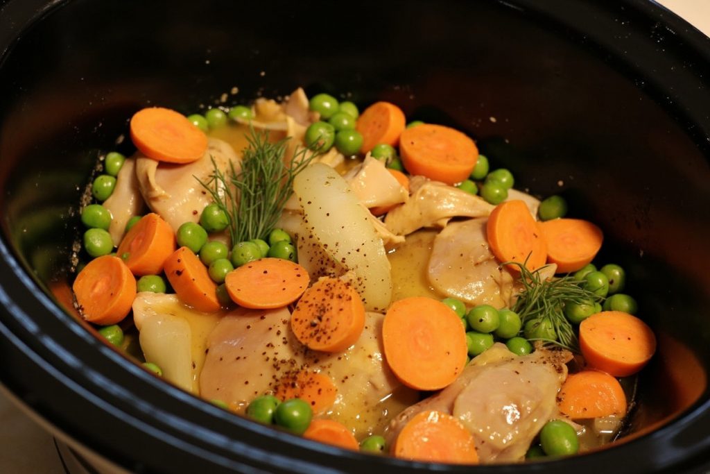 Курица с горохом и морковью в мультиварке: пошаговое руководство.