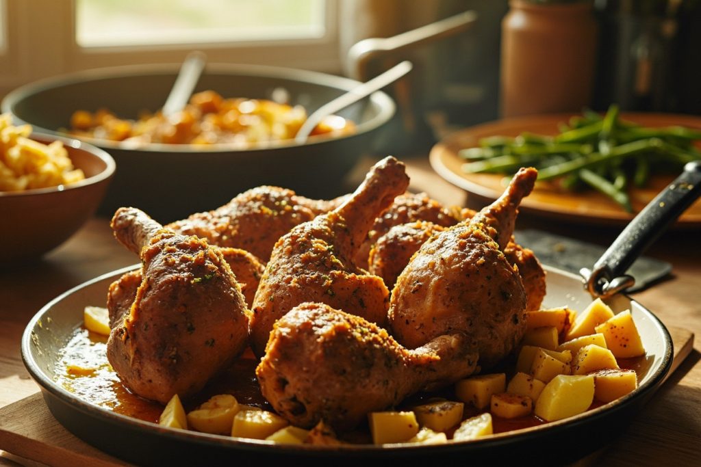 Куриные ножки с картошкой и зелеными бобами: пошаговое руководство.