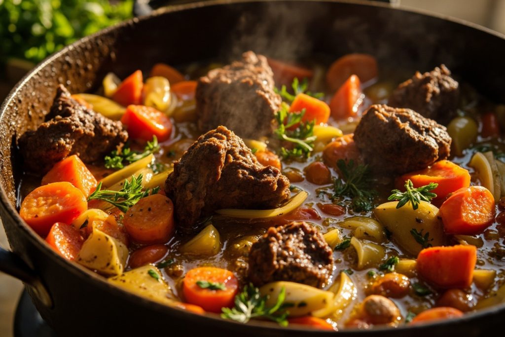 Тушеная баранина с овощами и зеленью: пошаговый рецепт.