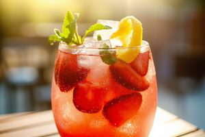 Пошаговый рецепт Коктейля с клубникой и лимонадом.