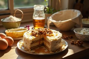 Пошаговый рецепт Медового торта с грецкими орехами.