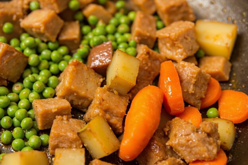 Телятина с картофелем и зеленым горошком: пошаговый рецепт.