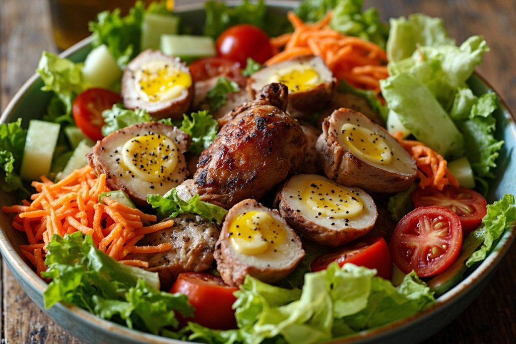 Пошаговый рецепт салата с куриными сердечками и овощами.